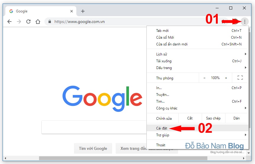 Hướng dẫn cách đặt Google làm trang chủ trên Chrome B01