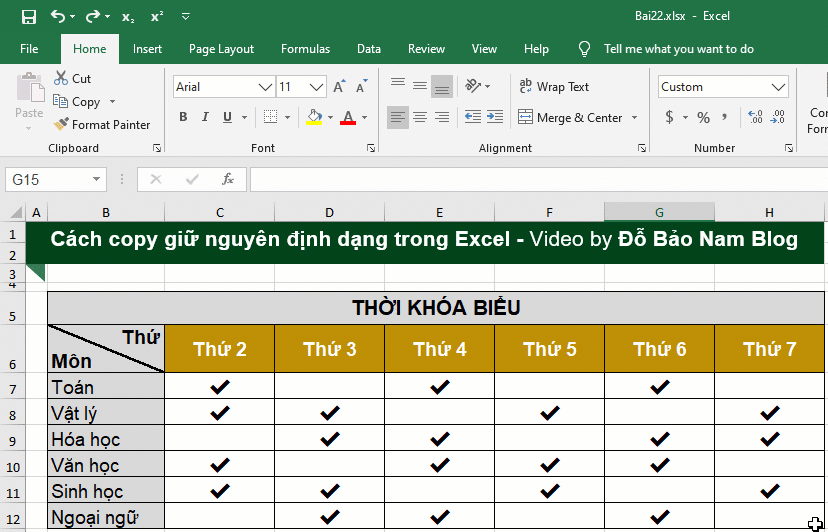 Cách copy giữ nguyên định dạng trong Excel (sao chép định dạng)